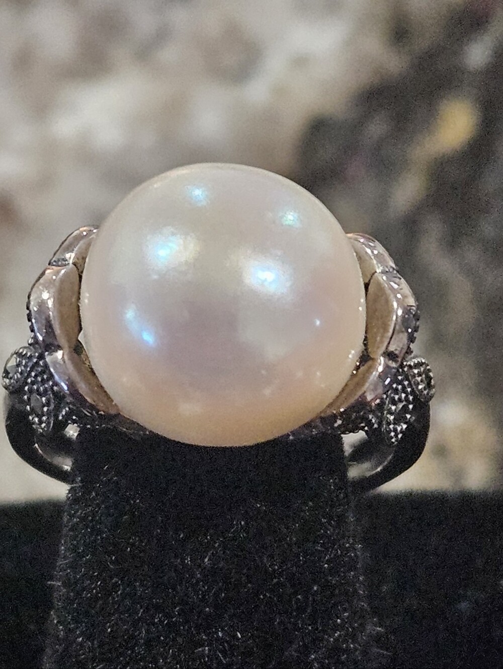 Sterling Silver Fresh Water Pearl Statement Cocktail Ring - Size 7